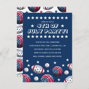 Independence Day Sports Party Invitation