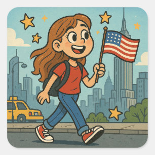 Independence day square sticker