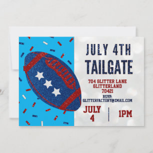 Independence Day Tailgate July 4 Glitter Invitation