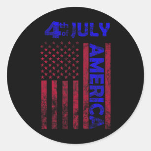 Independence Day Usa America Flag 4th Of July Happ Classic Round Sticker