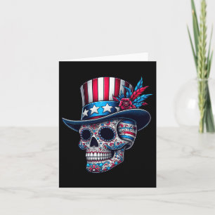 Independence Day Usa Patriot Skull 4th Of July Sug Card