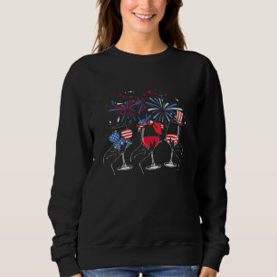 Independence Day Usa Wine Glass Flag Fireworks Sweatshirt