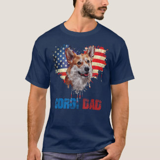 Independence Dog Lover Corgi Dad US Flag 4th Of Ju T-Shirt