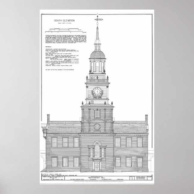 Independence Hall Blueprint Schematics Poster (Front)