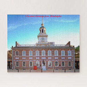 Independence Hall Philadelphia.Christmas Greetings Jigsaw Puzzle