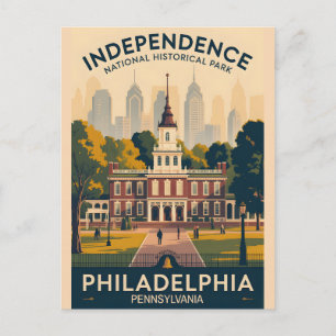 Independence Hall Vintage Philadelphia Poster Postcard