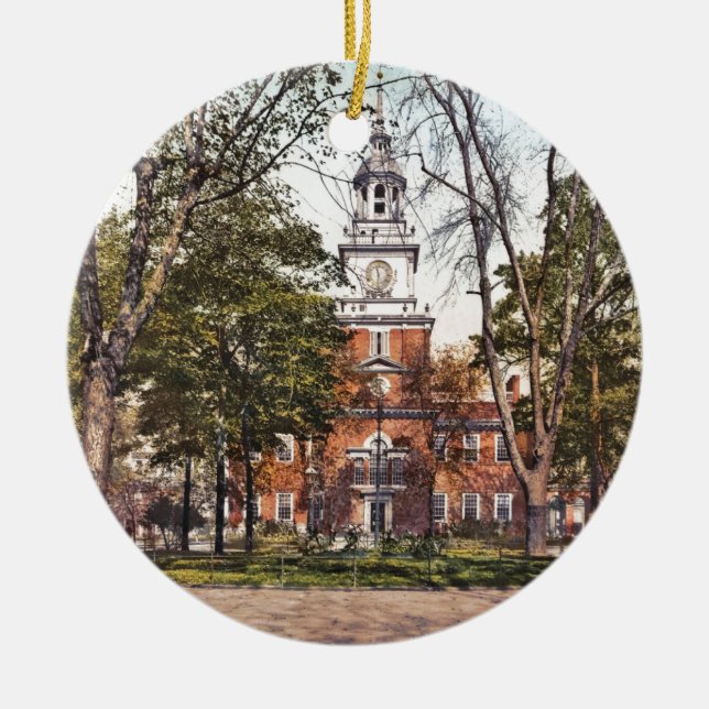 Independence Hall Vintage Philly Pensylvania Ceramic Ornament (Front)