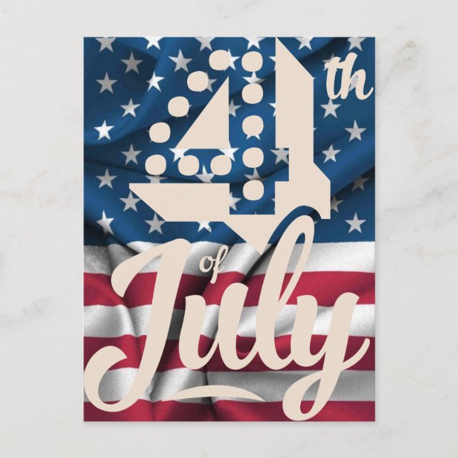 Independence July 4 american flag vintage script Postcard (Front)