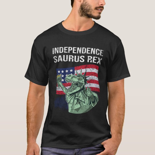 independence saurus Rex 4th of July day statue of  T-Shirt (Front)