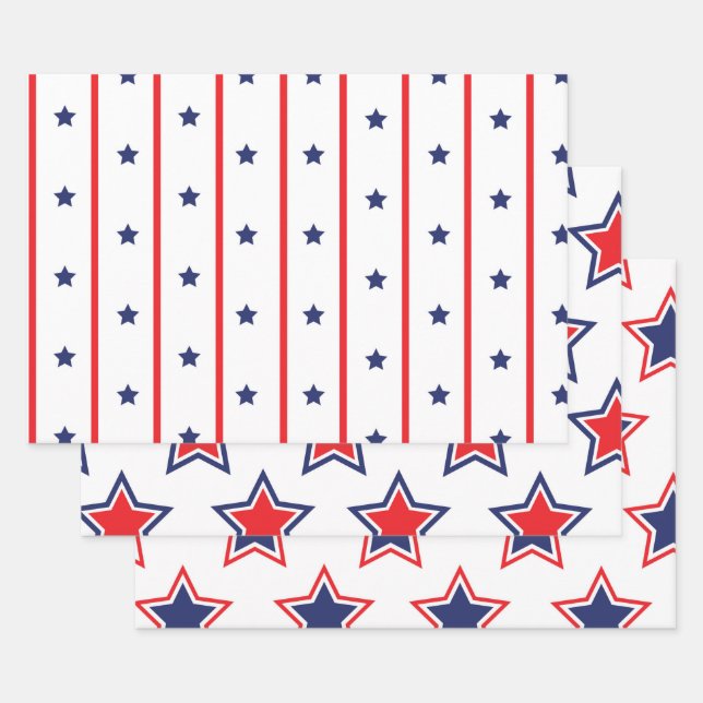 Independence Stars Wrapping Paper Sheet (Set)