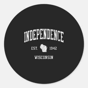 Independence wi vintage athletic sports js01 classic round sticker