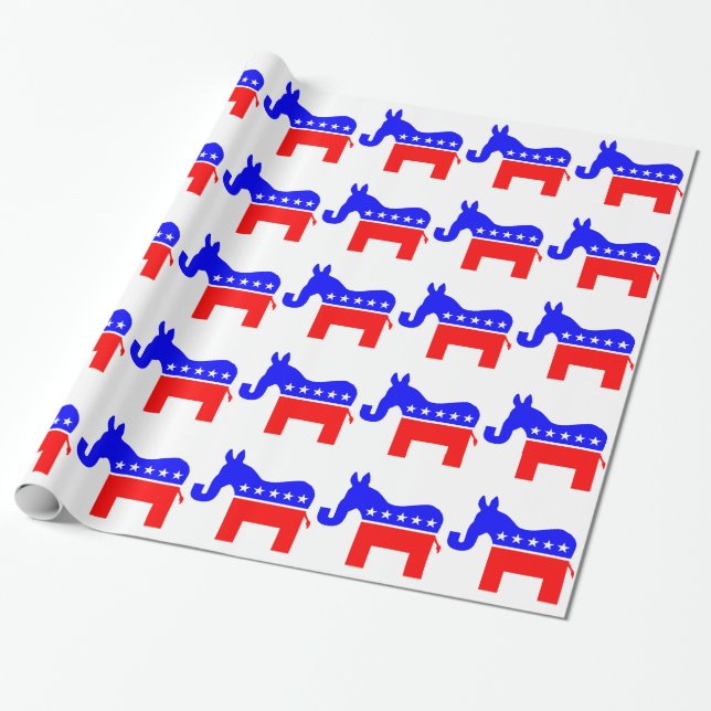INDEPENDENT & BIPARTISAN - Donkey/Elephant Hybrid Wrapping Paper (Unrolled)
