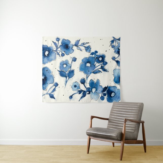Independent Blue Blooms Tapestry (In Situ (Horizontal))