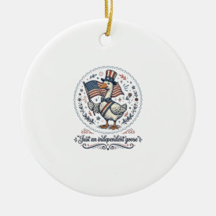 Independent Goose Vintage Patriotic Shirt Design ( Ceramic Ornament