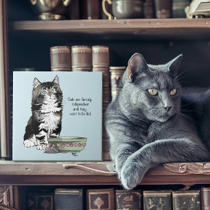 Independent Grey Tabby Blue Cute Funny Cat Ceramic Tile