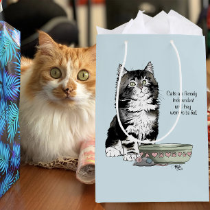 Independent Grey Tabby Blue Cute Funny Cat Medium Gift Bag