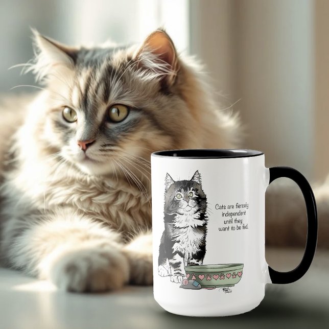 Independent Grey Tabby Blue Cute Funny Cat Mug (Creator Uploaded)