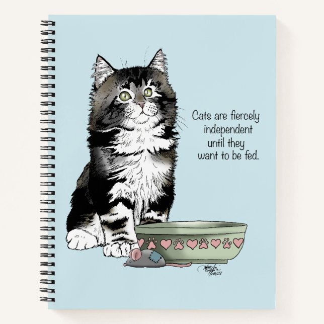 Independent Grey Tabby Blue Cute Funny Cat Notebook (Front)