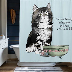 Independent Grey Tabby Blue Cute Funny Cat Shower Curtain