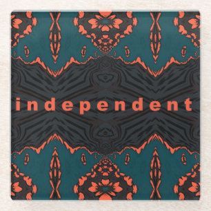 Independent in Orange and Green Glass Coaster
