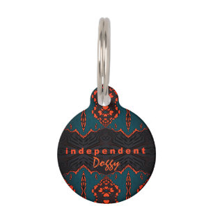 Independent in Orange and Green Tee Pet Tag