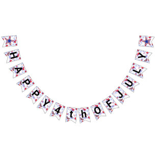Independent Red, White, Blue Graphical Butterfly Bunting