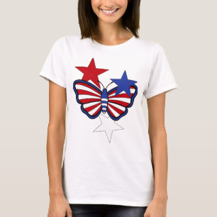 Independent Red, White, Blue Graphical Butterfly T-Shirt