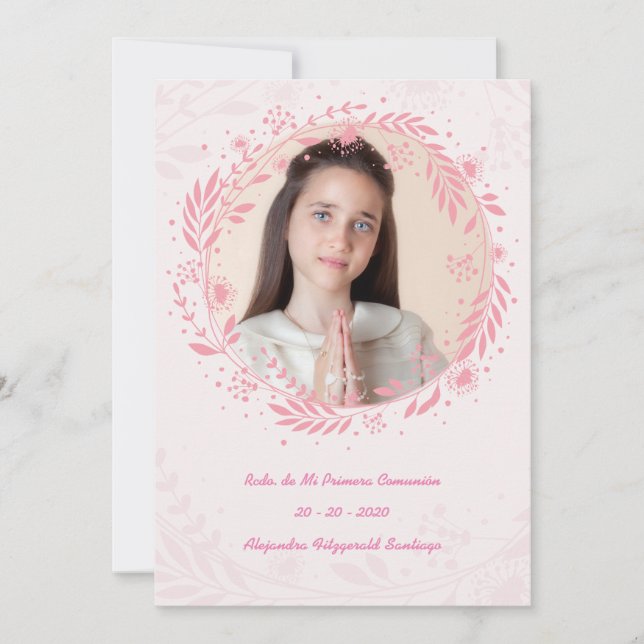 Inderdo de Mi Primera Comunión Corona de Flowers Holiday Card (Front)