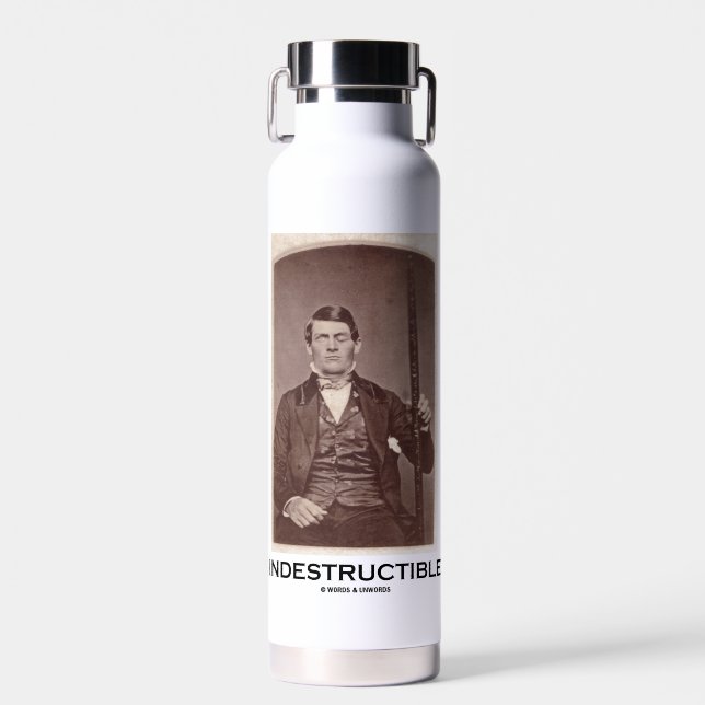 Indestructible Phineas Gauge Psychology Humour Water Bottle (Front)