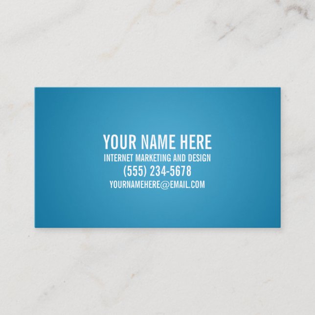 Indestructible Typographic Business Card in Blue (Front)