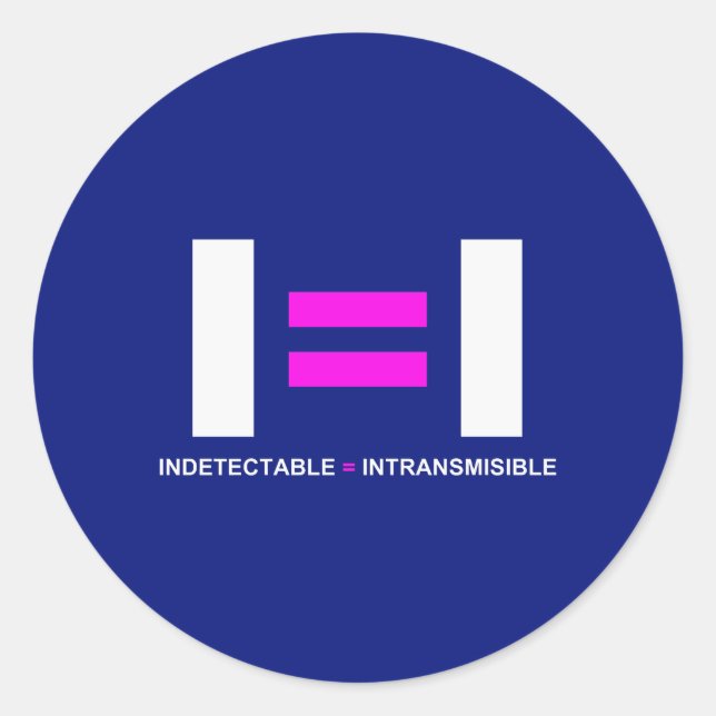 Indetectable es igual a Intransmisible VIH Classic Round Sticker (Front)