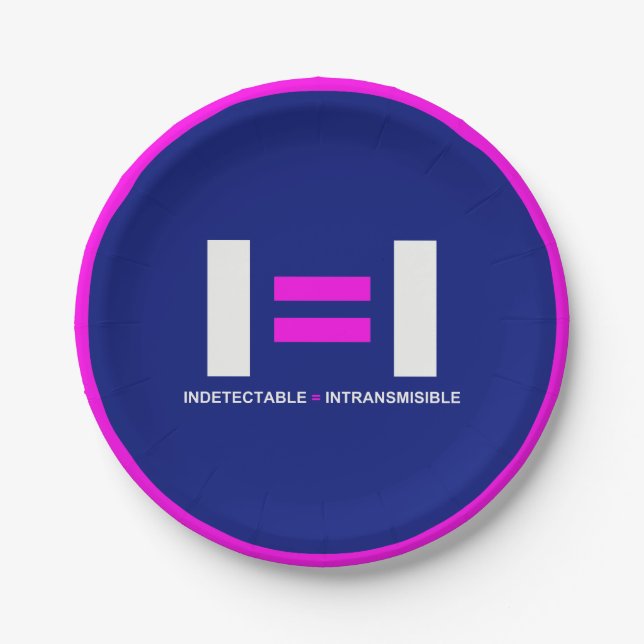 Indetectable es igual a Intransmisible VIH Paper Plate (Front)