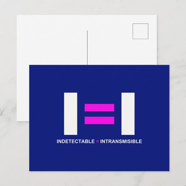 Indetectable es igual a Intransmisible VIH Postcard (Front/Back)