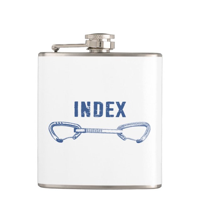 Index Climbing Quickdraw Hip Flask (Front)
