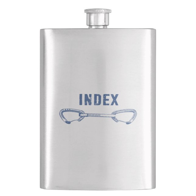 Index Climbing Quickdraw Hip Flask (Front)