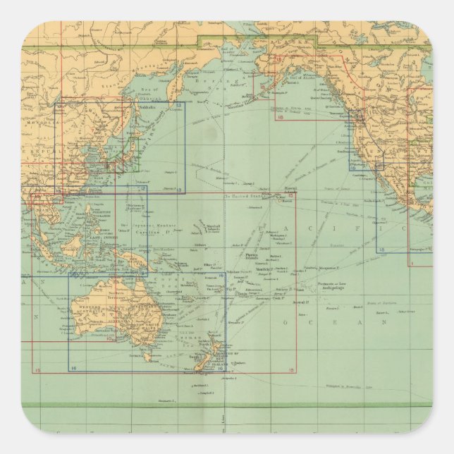 Index map New mercantile marine atlas Square Sticker (Front)