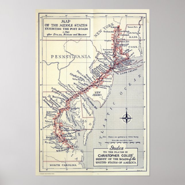 Index to the Plates in Survey of the Roads Poster (Front)