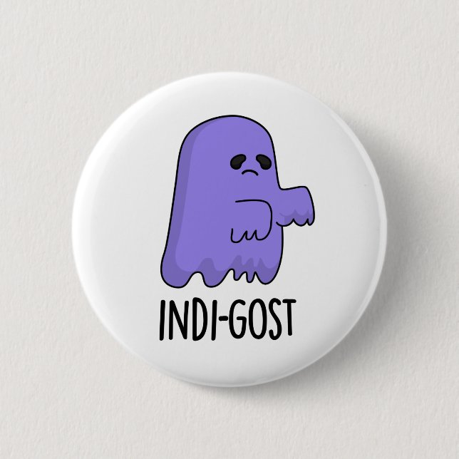 Indi-gost Funny Halloween Indigo Ghost Pun  6 Cm Round Badge (Front)