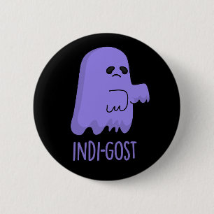 Indi-gost Funny Halloween Indigo Ghost Pun Dark BG 6 Cm Round Badge