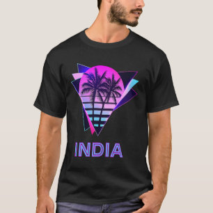 India 80s Palm Tree Indian Pride Retro Vintage Sou T-Shirt