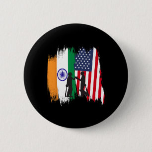 India And America Cricket Patriotic Gift For Final 6 Cm Round Badge