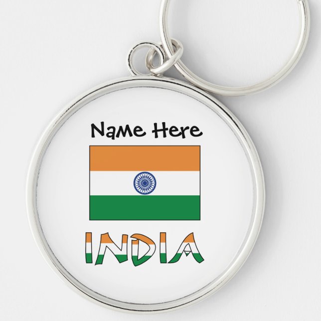 India and Indian Flag Personalised  Keychain (Front)