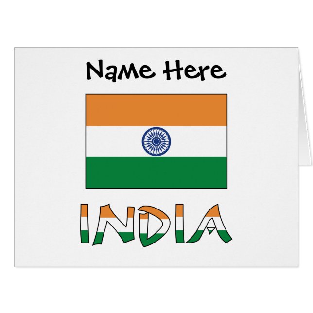 India and Indian Flag with Your Name (Front Horizontal)