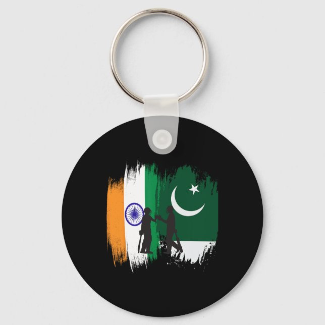 India And Pakistan Cricket Patriotic Gift For Fina Key Ring (Front)