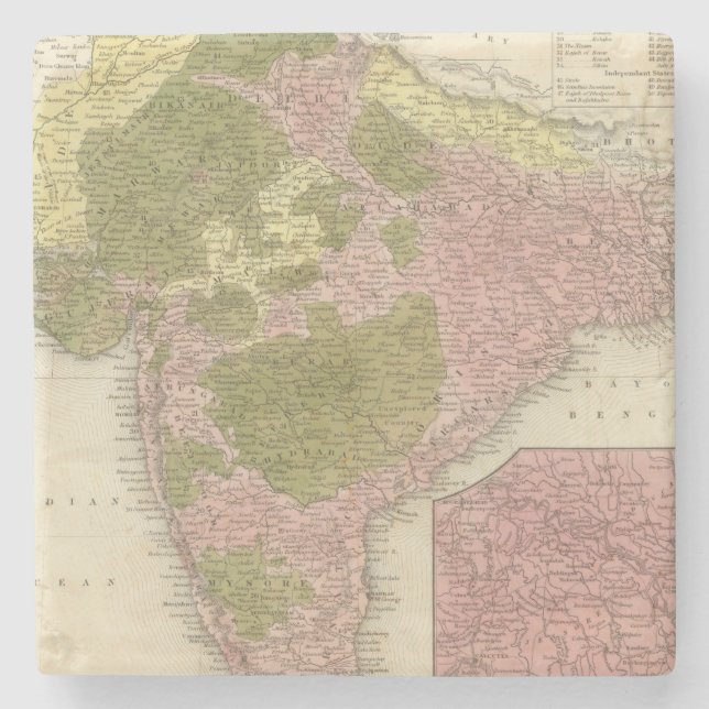 India and Sri Lanka Stone Coaster (Front)