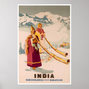 India Art Darjeeling Travel Poster Kanchenjunga