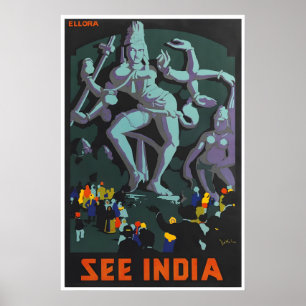India Art Ellora Caves Poster Indian PrintA