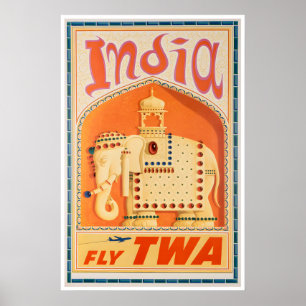India Art TWA Travel Poster Indian Print