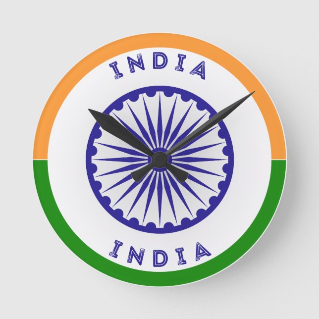 India Ashoka Chakra Circle Shape Round Clock (Front)