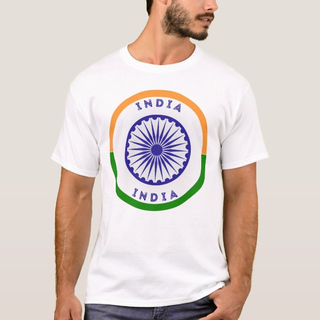 India Ashoka Chakra Circle Shape T-Shirt (Front)